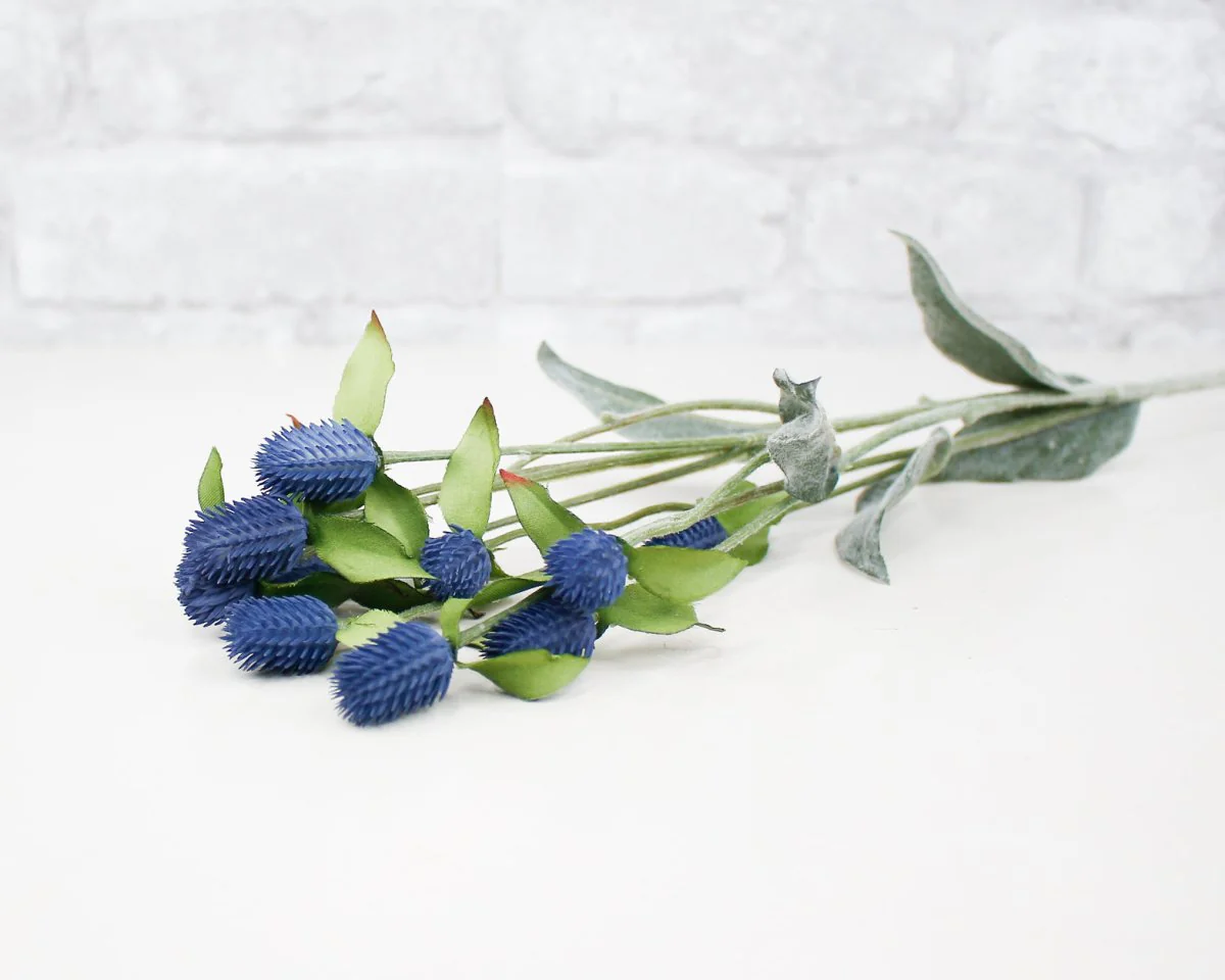 Faux Thistle Spray - Blue