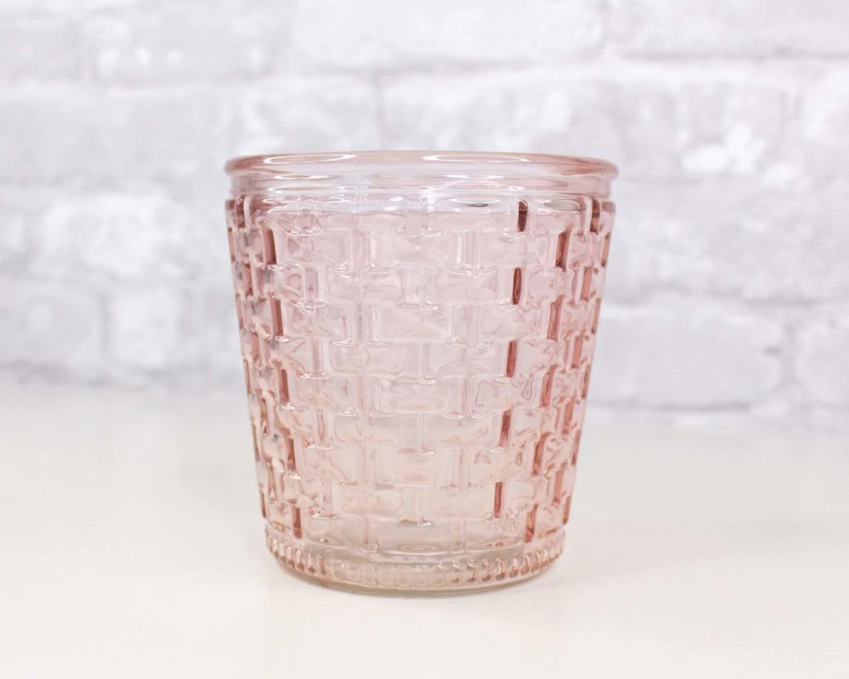 Round Glass Container - Basket Design (Multiple Colors)